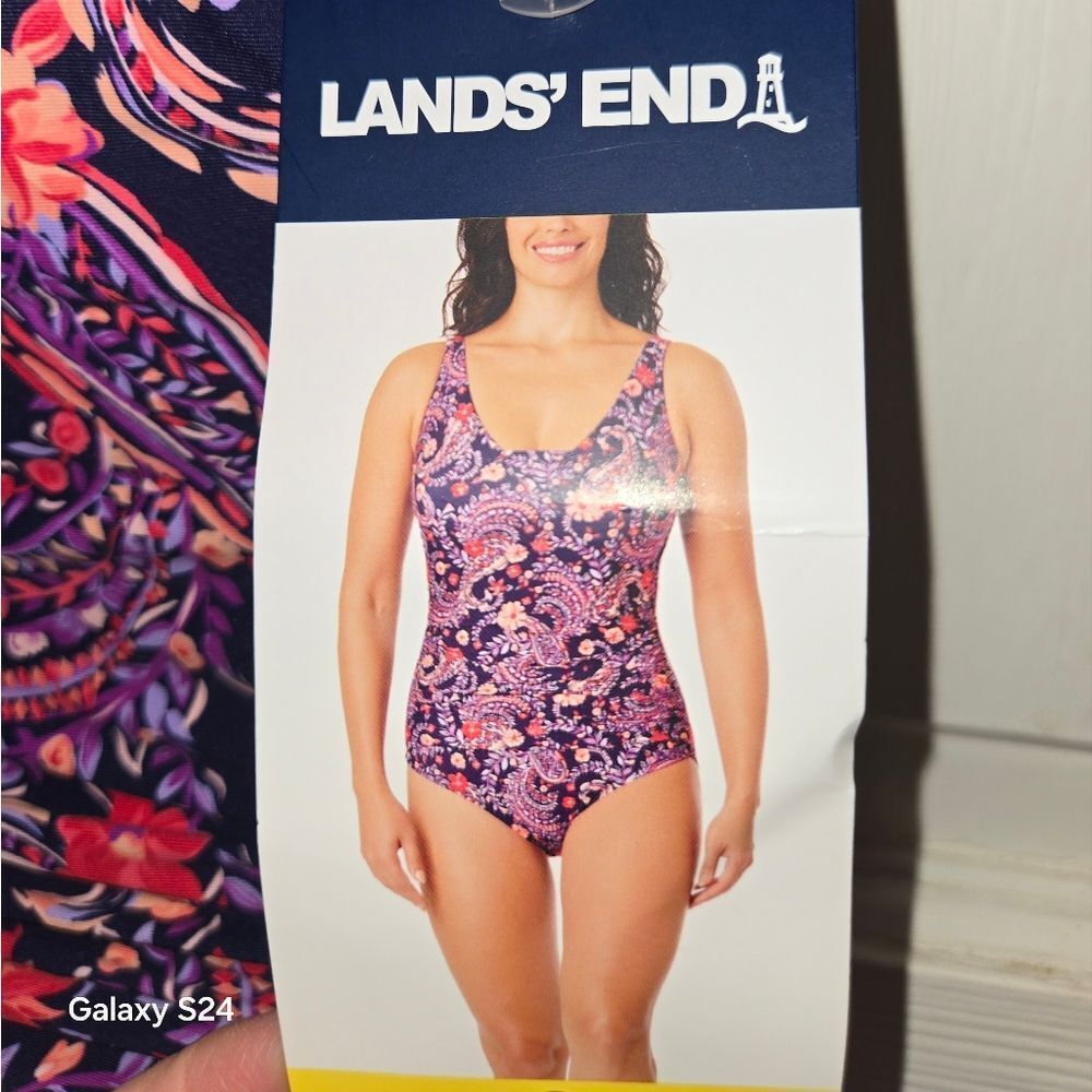 Lands' End Purple Paisley Swimsuit New Withbtags Small